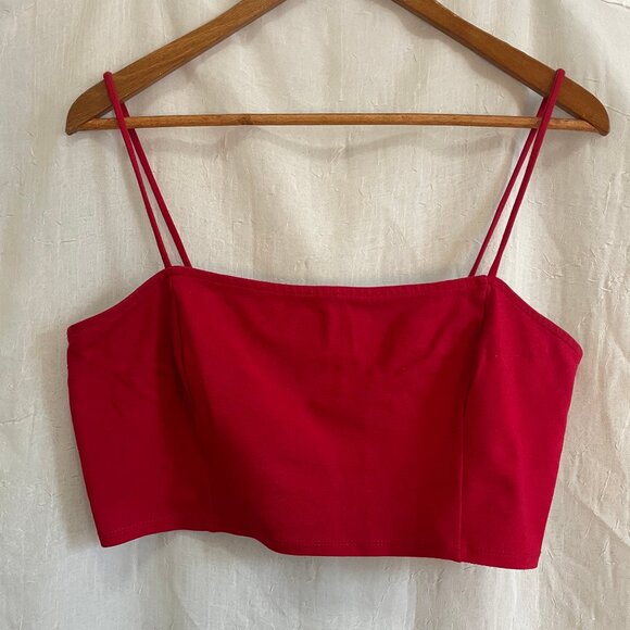 Red Strappy Crop Tank Top - Picture 1 of 4